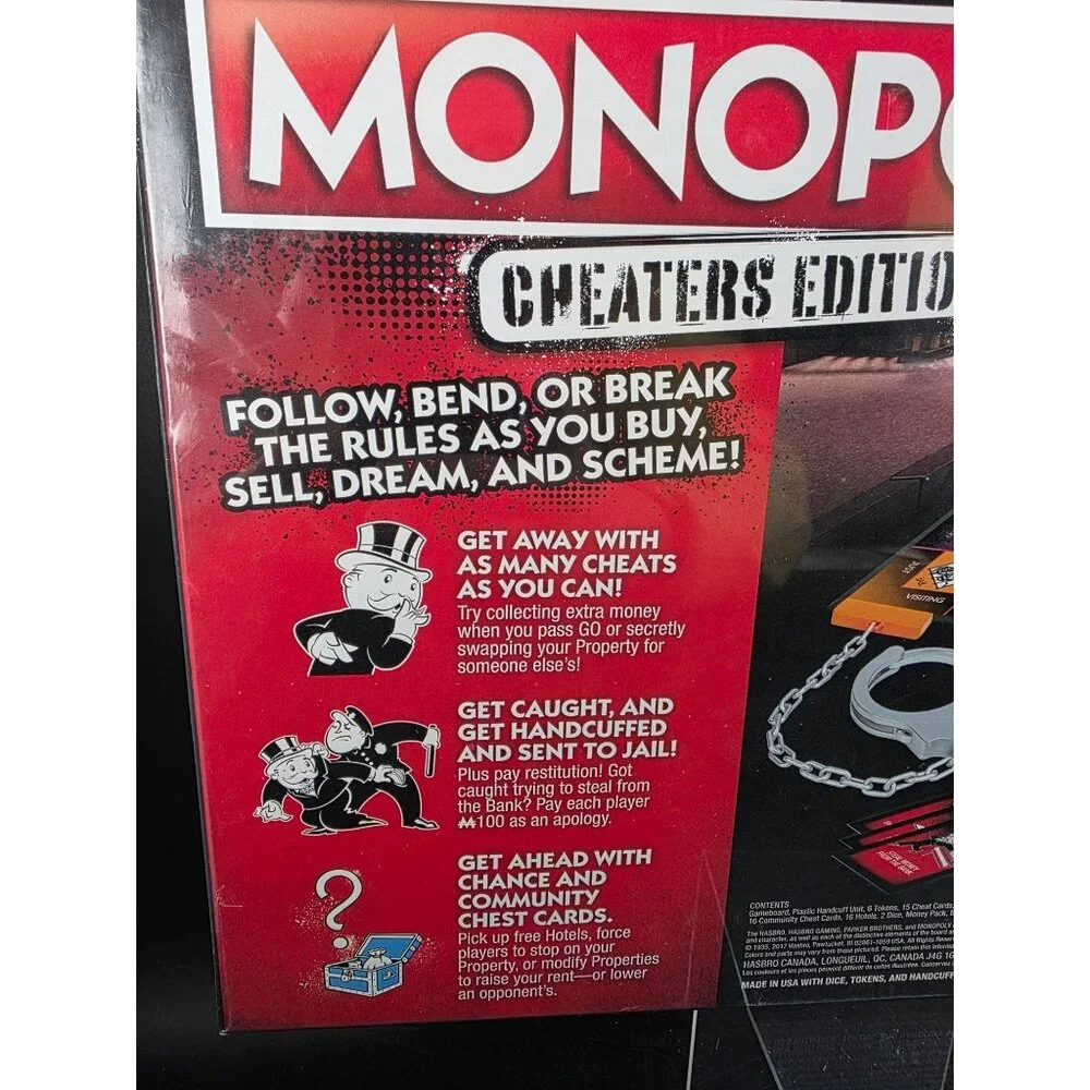 Monopoly Cheaters Edition Board Game Ages 8+ 2-6 Players By Hasbro Gaming